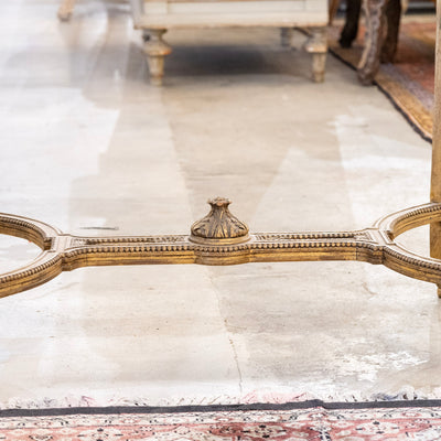 Louis XV Gilded Accent Table – Ornate Carvings & White Marble Top