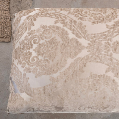 Louis XVI Gold Bench – Beige Velvet Damask Upholstery