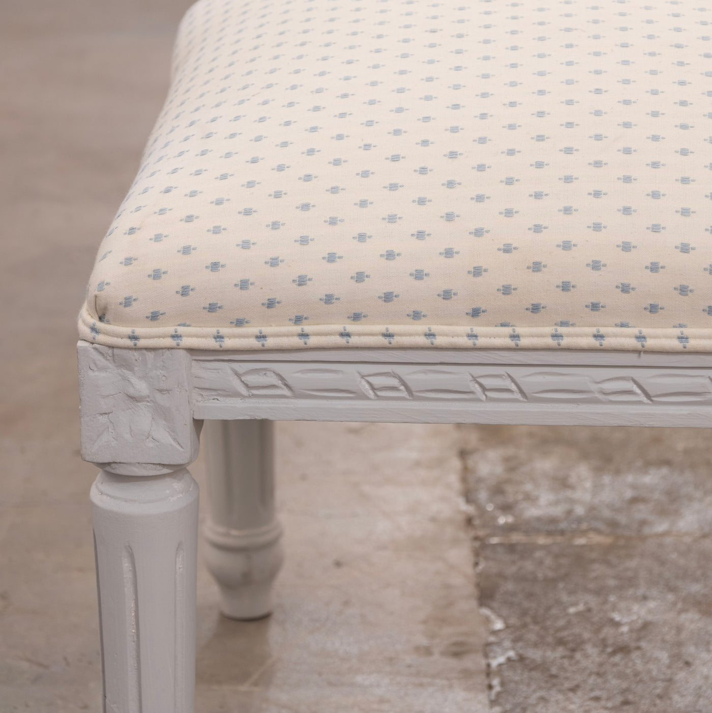 Louis XVI Painted Stool – Blue Dot Upholstery