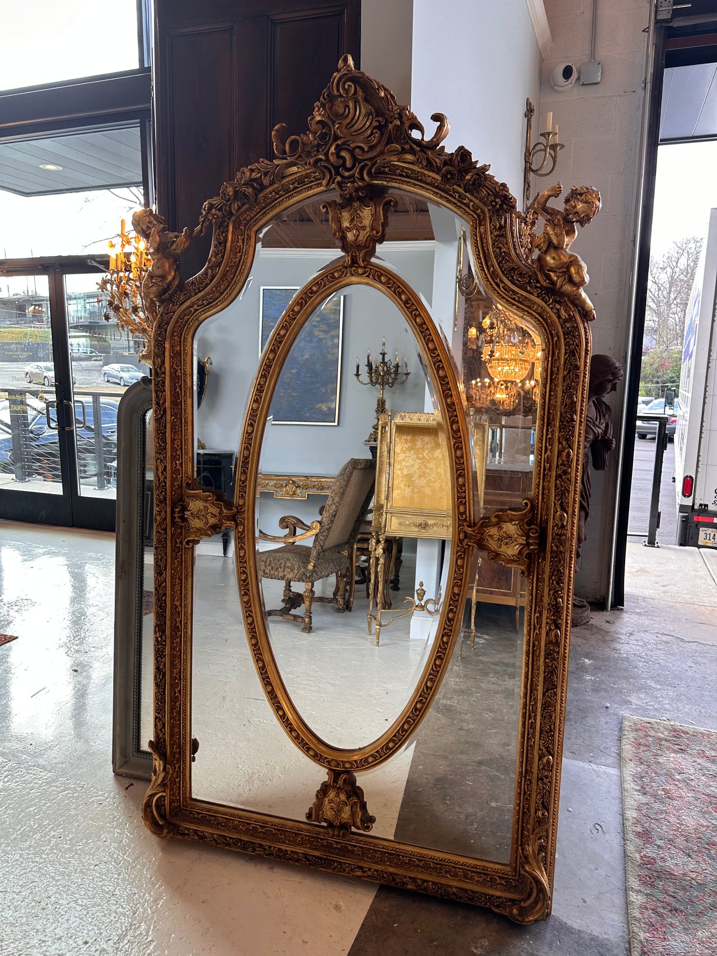 (PAIR) Louis XIV Gilt Beveled Pair of Mirrors | Le Chateau | European Luxury Furniture in Atlanta