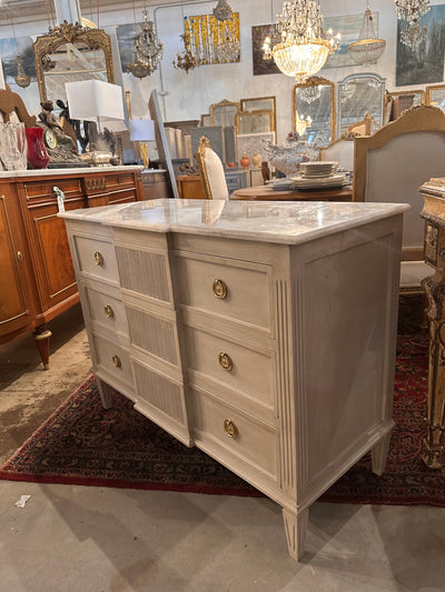 Swedish Marble Top Chest with Reeded Middle