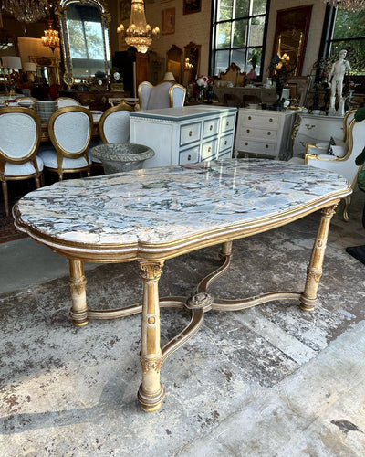 Antique French 17th Century Marble Top Center Table