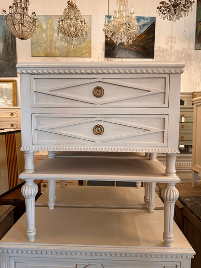 Swedish Nightstand with Carved Diamond and Shelf