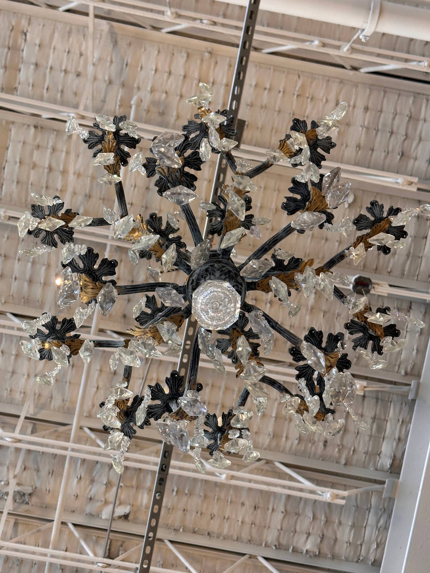 French Dark Brass Crystal Chandelier