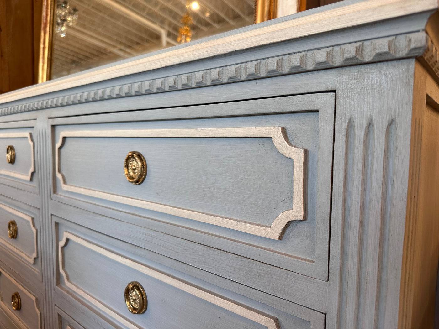 Swedish 12 Drawer Dresser with Open Trim