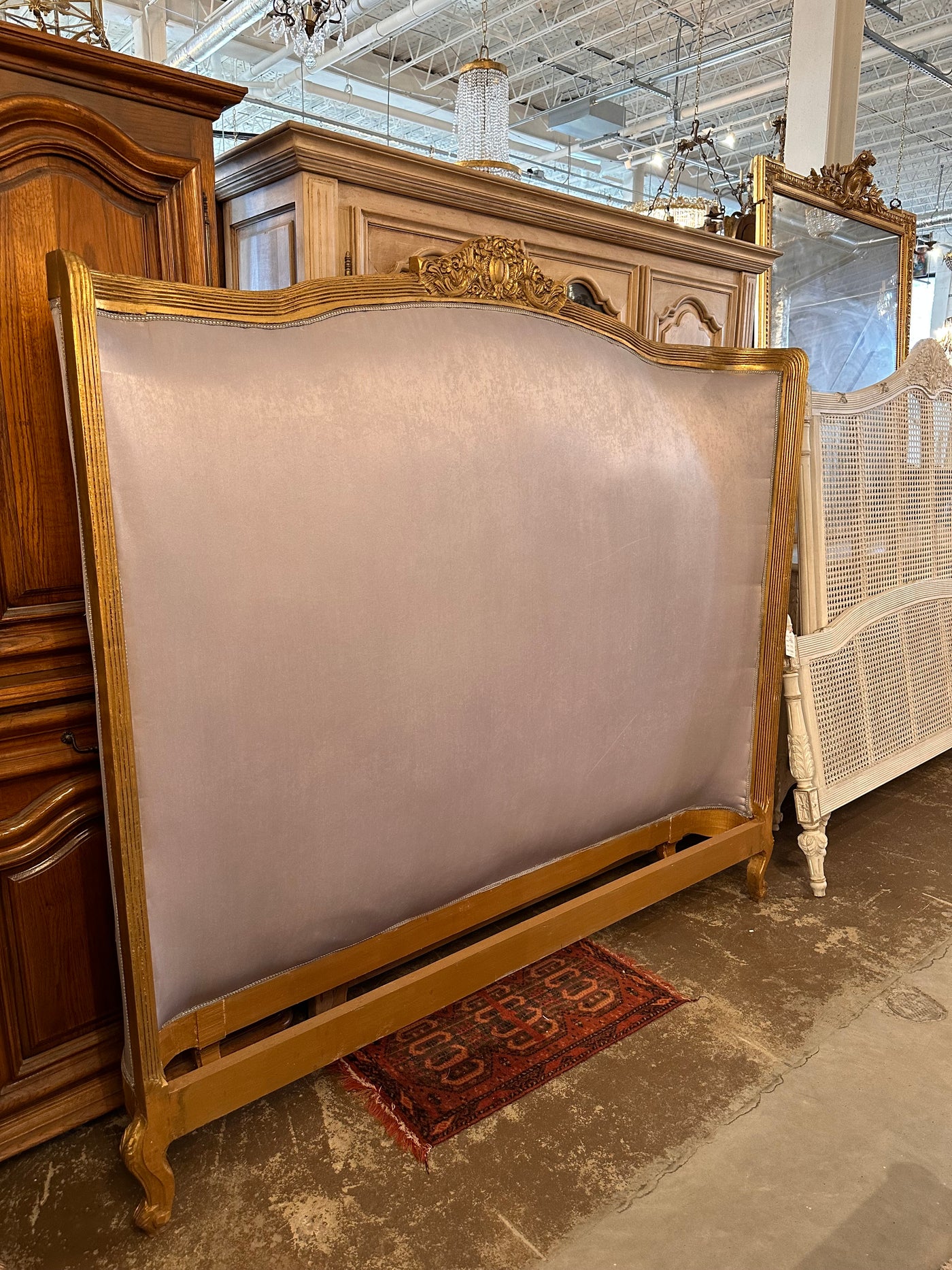 King Size Wingback Headboard in Lavender & Gold