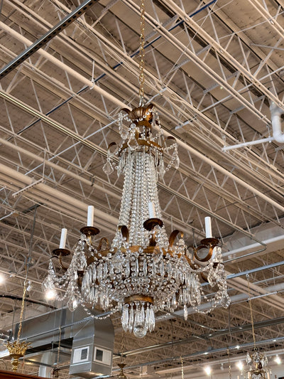 French Empire Chandelier with Crystal Swag