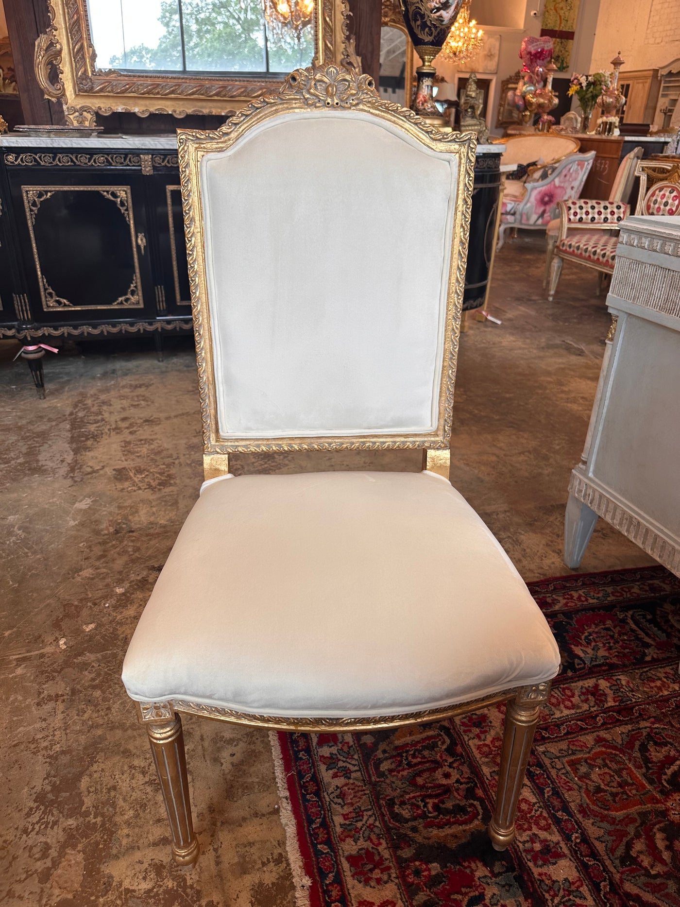 Louis XVI Dining Chair with Floral Carved Details