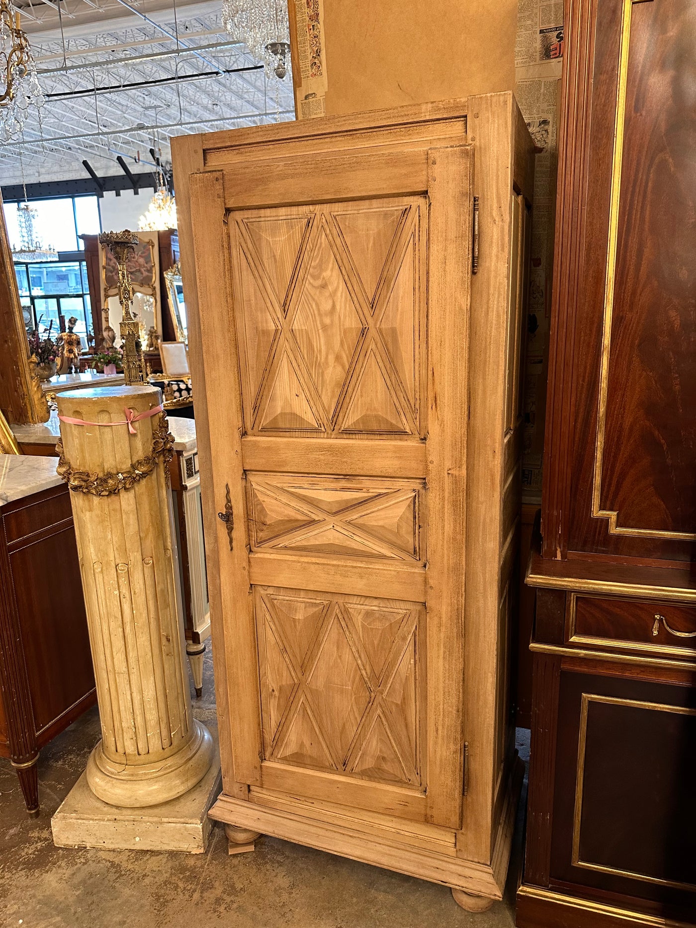 French Natural Wood Slim Cabinet
