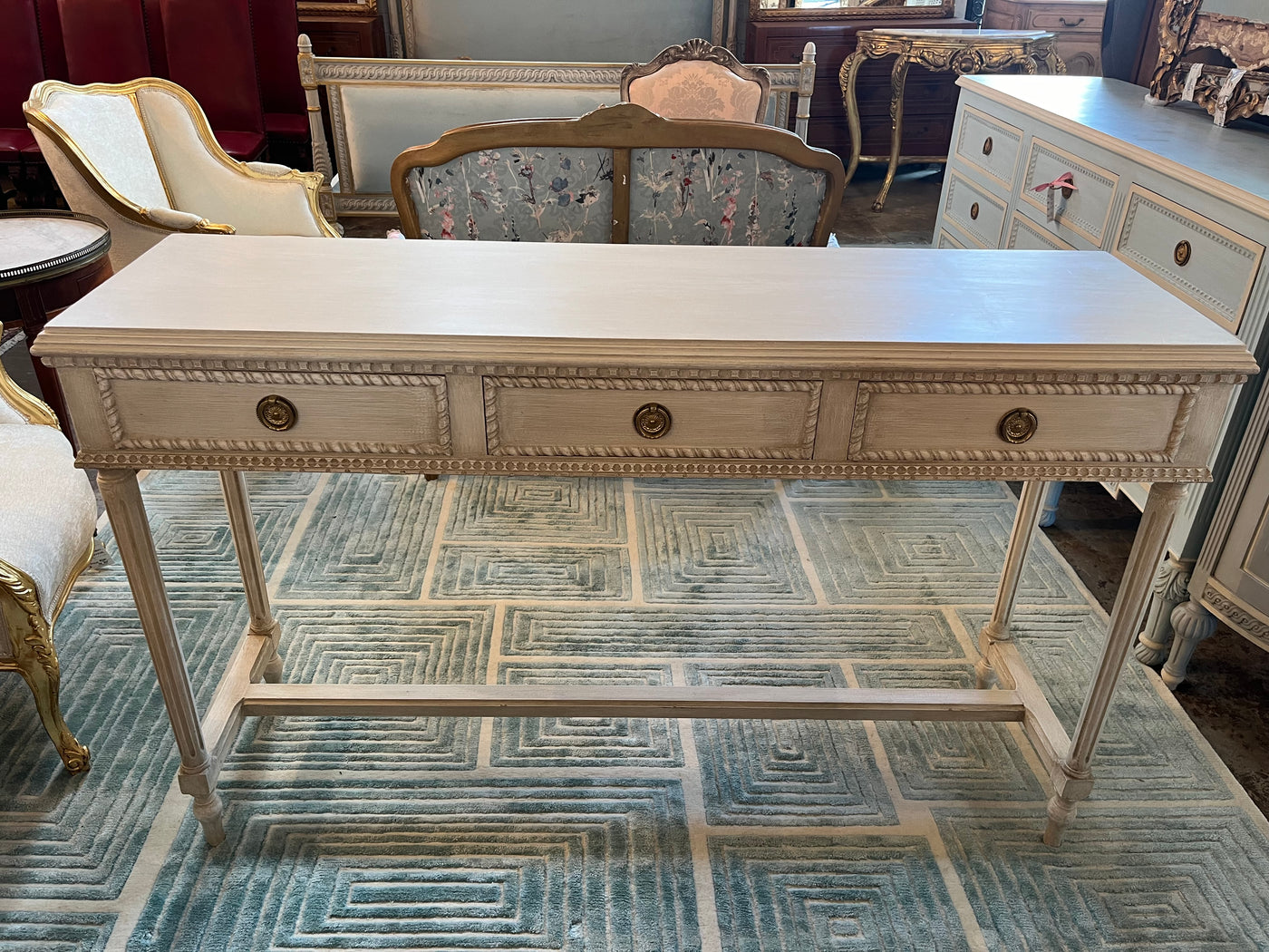 Antique White Swedish Console Table | Le Chateau | European Luxury Furniture in Atlanta