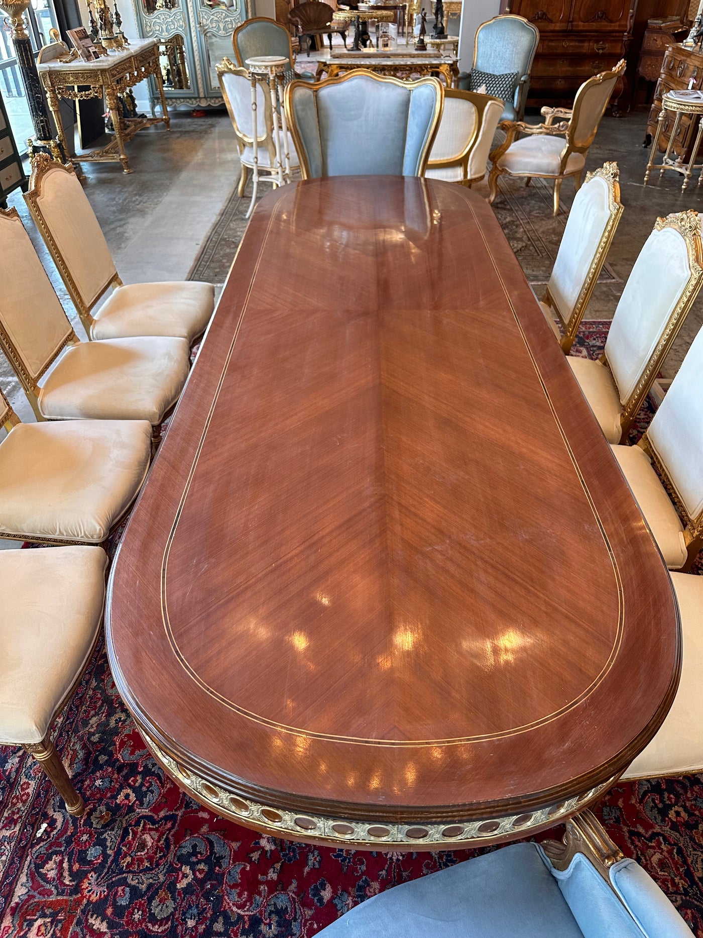 Oval Burl Wood Dining Table