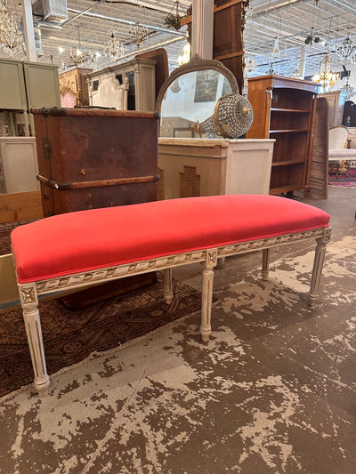 Coral Pink Louis XVI Bench