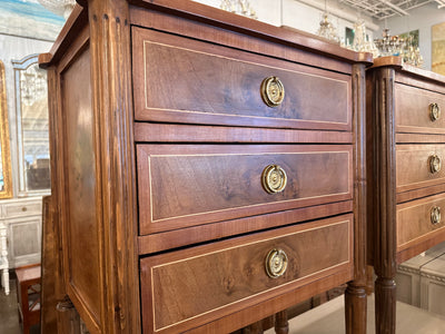 Tall Rounded Corner Burl Wood Nightstand