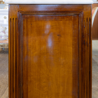 Louis XVI Nightstand – Burl Wood & Marble Top