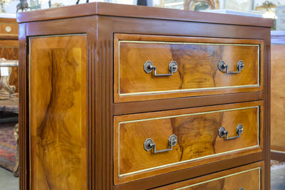 Louis XVI Burl Wood Nightstand w/ Straight Top & Flat Pulls (30" Wide)