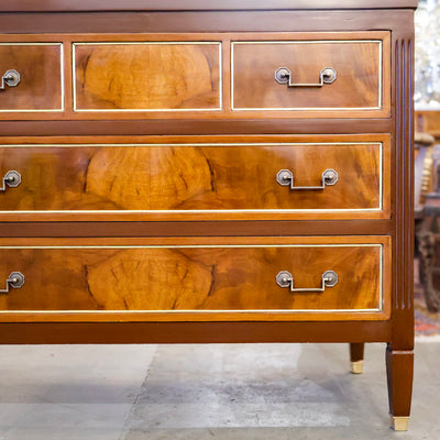 Louis XVI Burl Wood Chest w/ Straight Top & Flat Pulls (42" Wide)