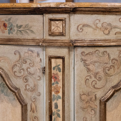 Italian Hand-Painted Soft Green Floral Sideboard