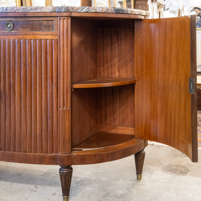 Louis XVI Wood Demilune Sideboard– Reeded Doors & Breccia Marble Top