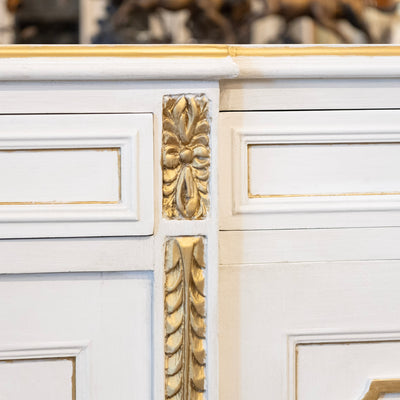 Swedish White Painted Sideboard with Gold Accents