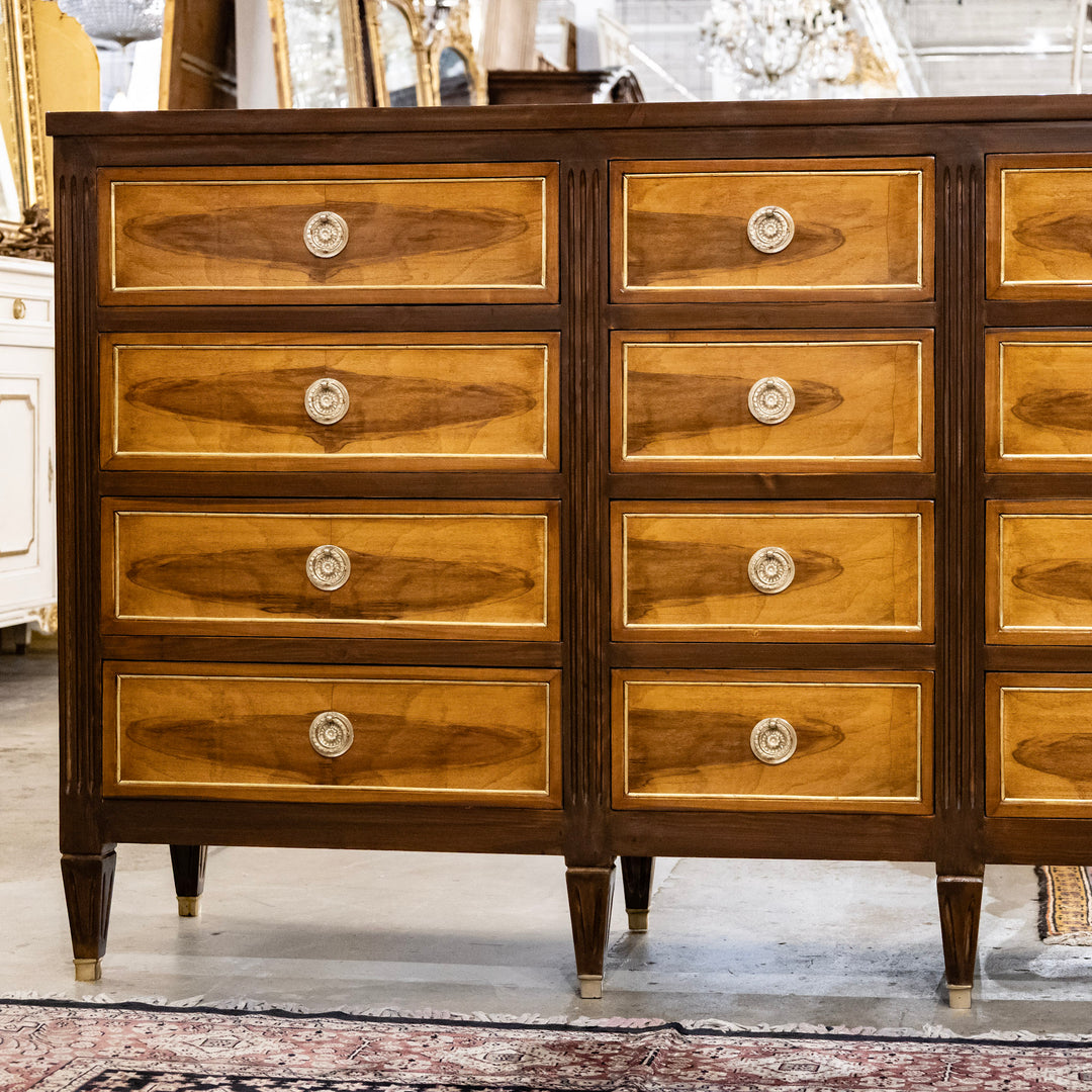 Louis XVI Burl Wood 12-Drawer Dresser with Brass Trim & Gold Inlay – Le  Chateau