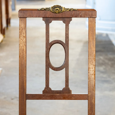 Pair of Louis XVI Brown Accent Chairs – Open Back & Bronze Ormulu