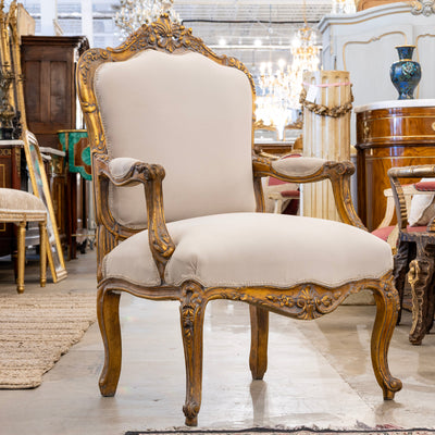 Louis XV Gilded Armchair – Off-White Velvet Upholstery - Arm Chairs | Le Chateau (Atlanta, GA) • 2