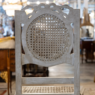 Swedish Dining Chair – Cane Back with Bow Carving in French Grey
