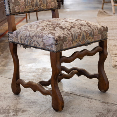 Louis XVI Dining Chair – Brown Frame with Original Tapestry Upholstery