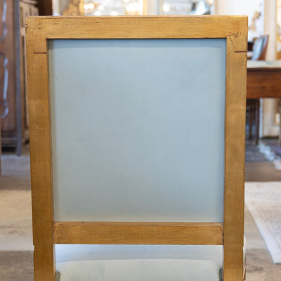 Louis XVI Square Gilded Dining Chair – Blue Velvet Upholstery