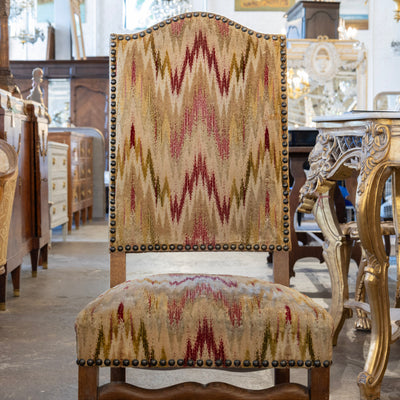 French Provincial Accent Chairs – Cream & Red Woven Upholstery
