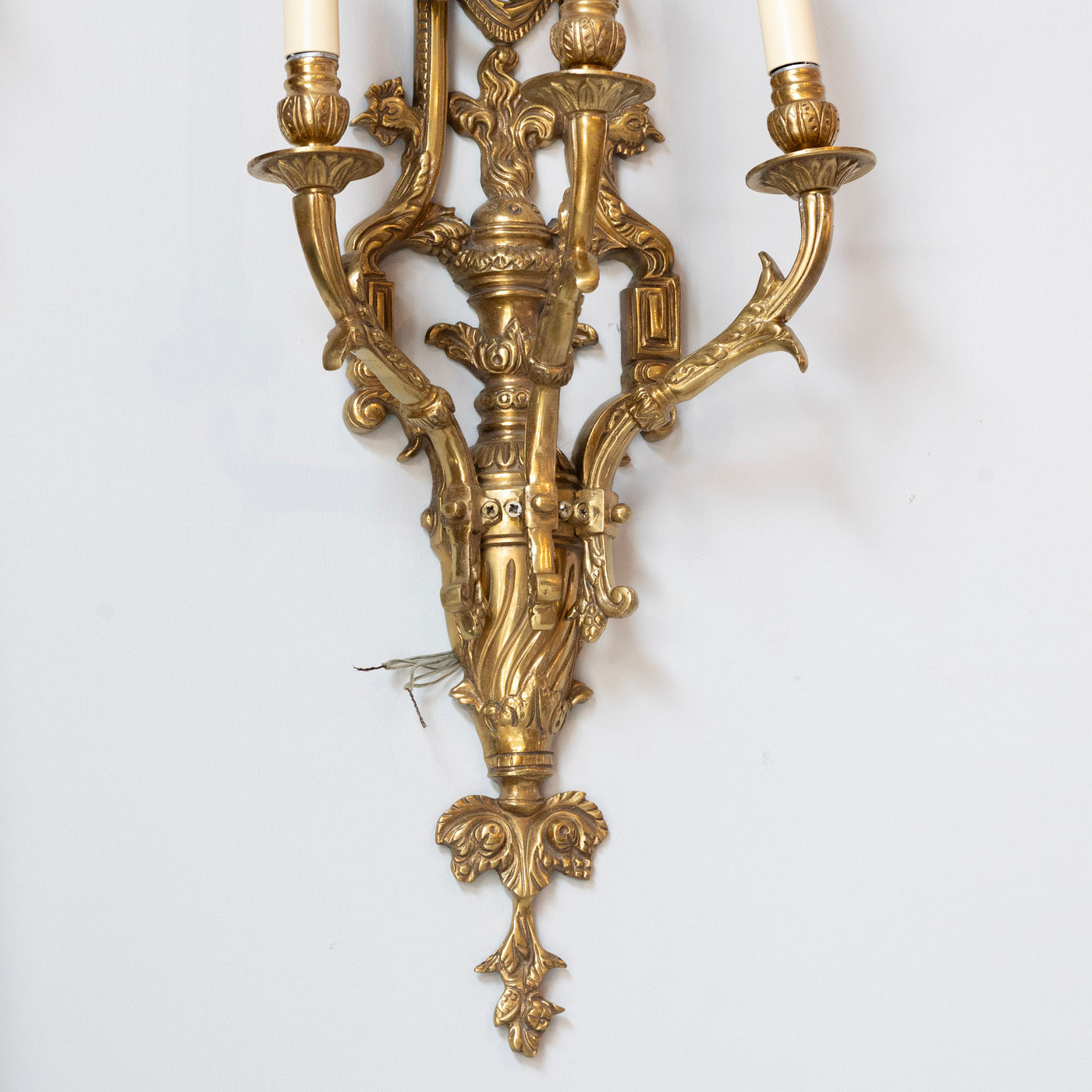 Pair of Rococo Gilded Wall Sconces - Cage Frame in Antique Gold - Wired Sconces | Le Chateau (Atlanta, GA) • 5