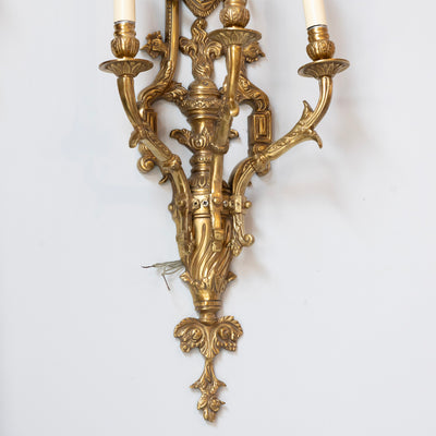 Pair of Rococo Gilded Wall Sconces - Cage Frame in Antique Gold - Wired Sconces | Le Chateau (Atlanta, GA) • 5