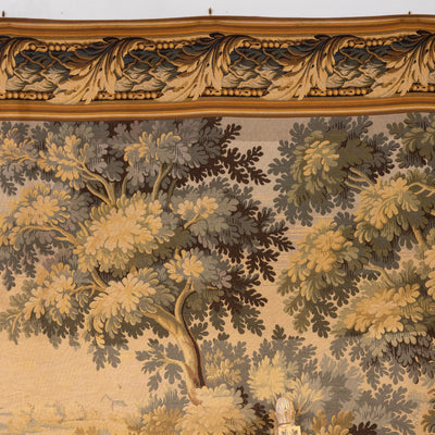 Antique French Flemish Nature Landscape Tapestry – Oversized Handwoven Wall Art