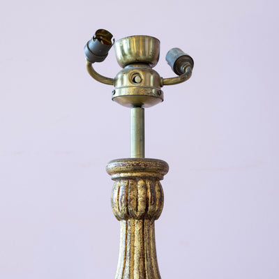 Italian Carved Wood Lamp – Hand-Painted Detailing