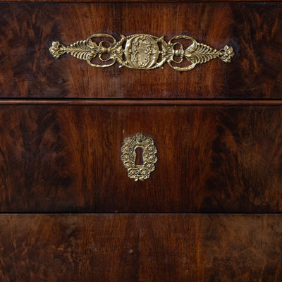 Wooden Jewelry Vitrine – Blue Floral Lined Interior & Brass Hardware