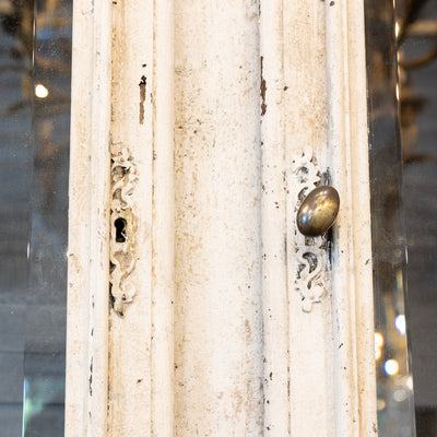 Louis XV Cupboard – Distressed White Finish & Clock Crest