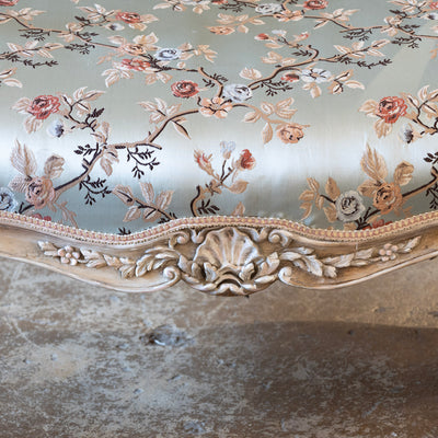Louis XV Painted Settee – Floral Scalamandré Upholstery & Carved Trim