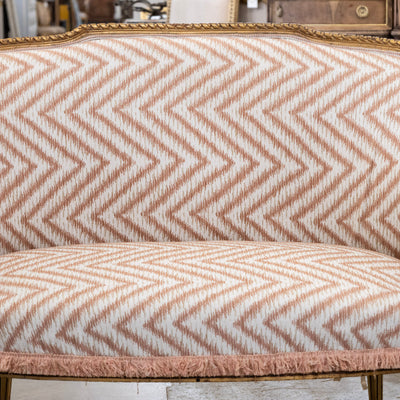 Louis XVI Gilded Settee – Pink Chevron Upholstery