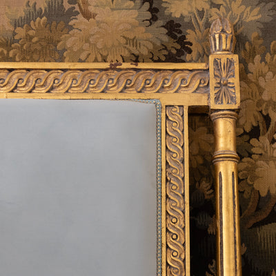 Louis XVI Gilded King Size Bed Set – Carved Frame & Posts with Powder Blue Velvet