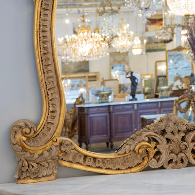 Gilded Rococo Mirror & Console – Ornate Hand-Carved Scrollwork & White Marble Top