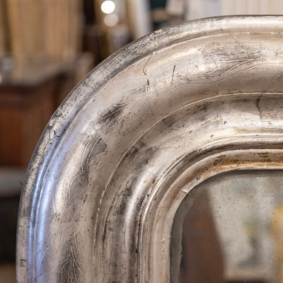 Louis Philippe Silver Gilded Floral Trim Mirror – Original Glass & Distressed Patina