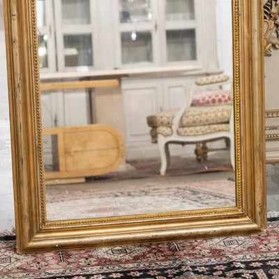 18th century Ornate French Gilded Mirror – Cherub Crest & Beaded Frame