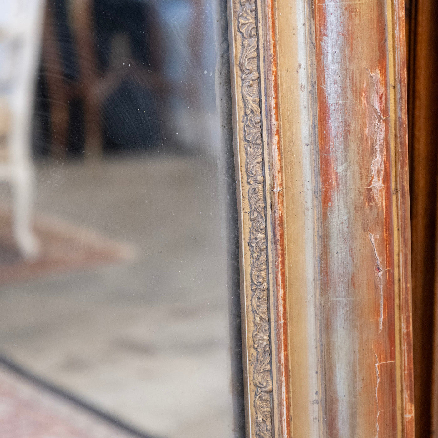 Louis Philippe Rounded Gilded Mirror with Aged Patina