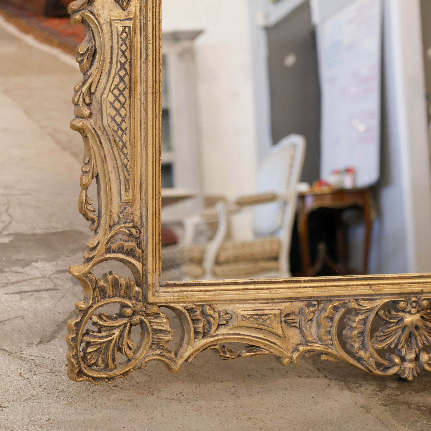 Louis XVI Gilded Frame Mirror – Ornate Leaf Frame with Lattice Pattern ...