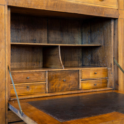Louis XVI Wood Secretary Desk – Drop Front Drawers with Rosy-Brown Marble Top