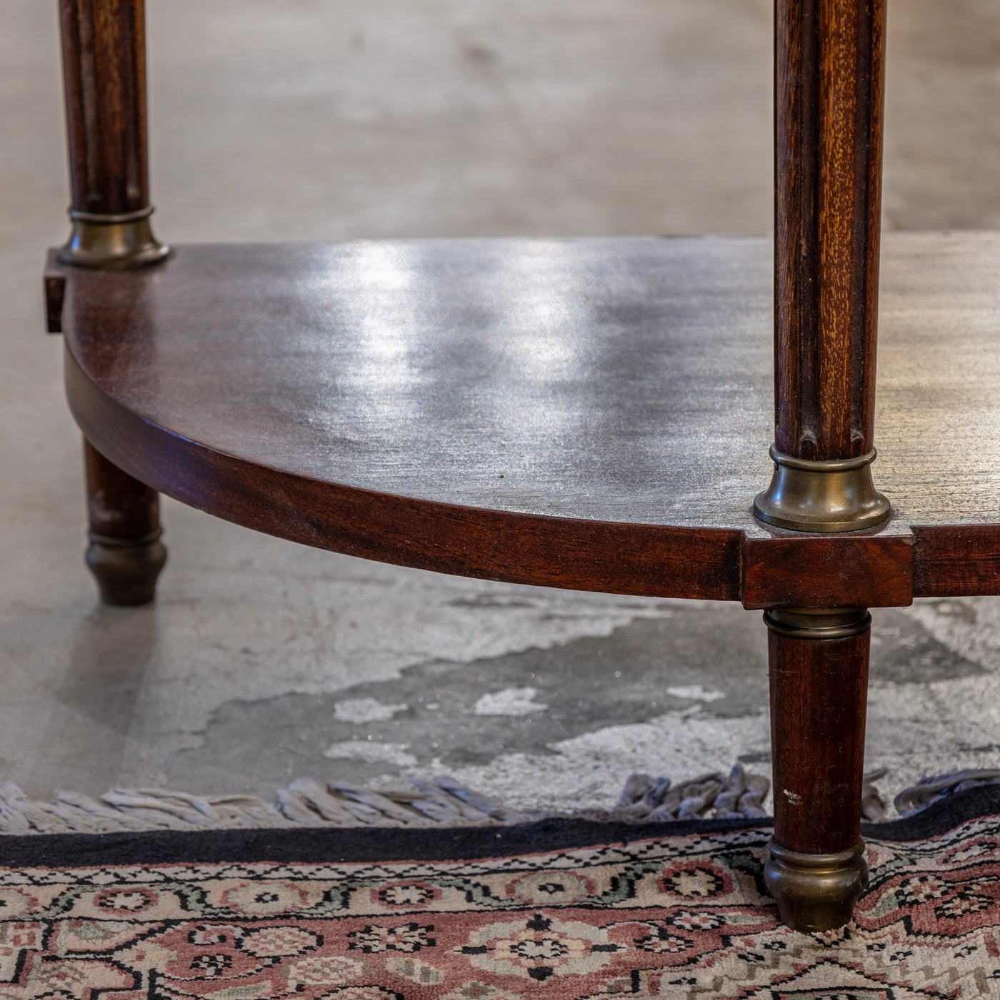 Louis XVI Demilune Console Table – Black Marble Top & Bronze Pulls