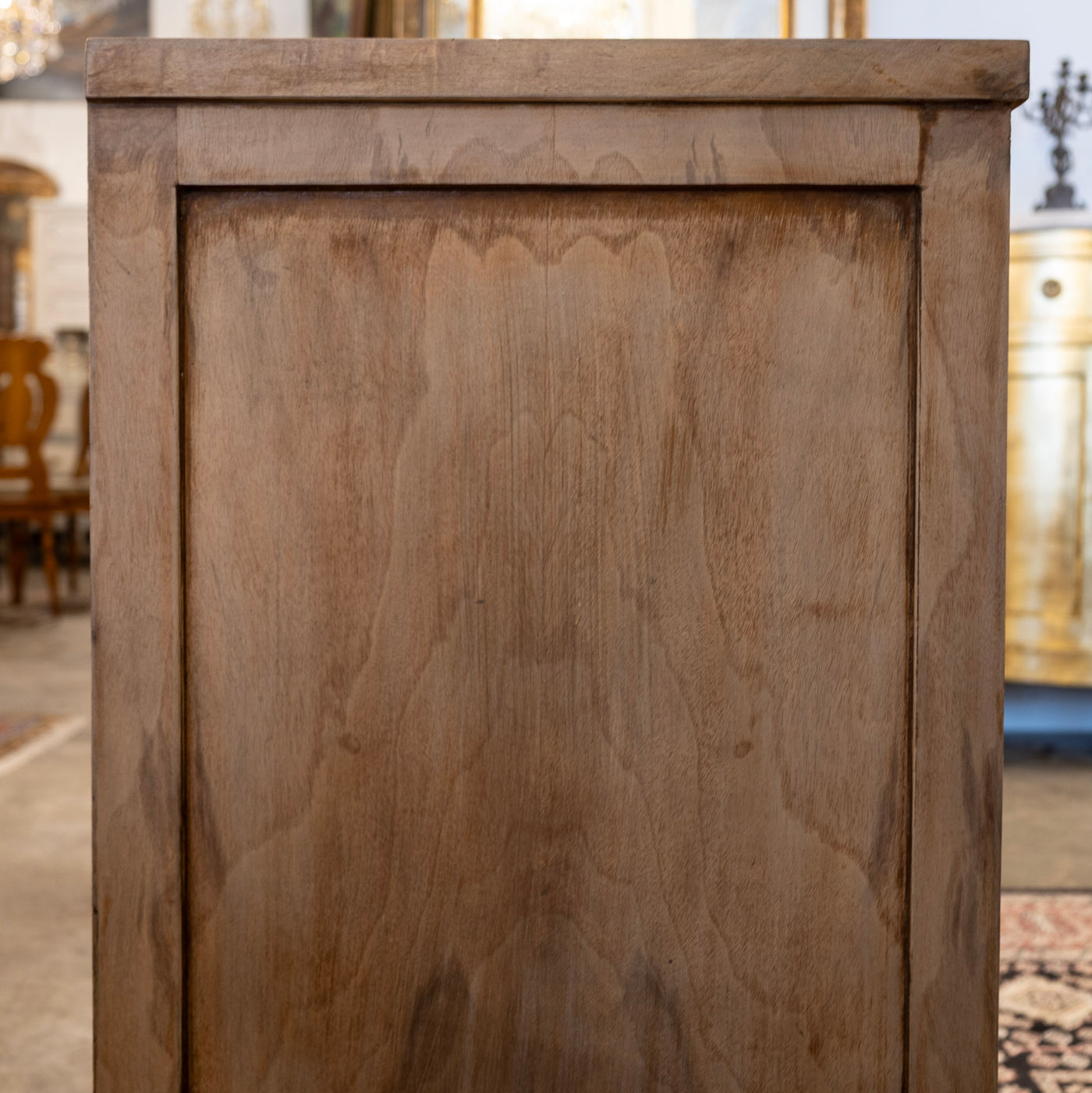Art Deco Nightstand – Stripped Wood & Brass Pulls