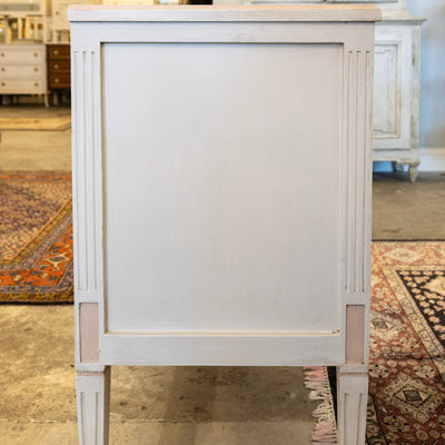 Swedish 2-Drawer Chest in Antique White – Pink Carved Floral Motifs