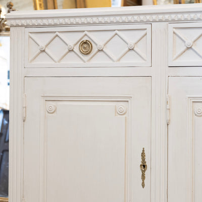 Swedish Four-Door Sideboard –  Lattice Carved Detail in Dove White