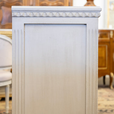 Swedish Painted Vanity – Fluted Drawers & Open Shelf in French Grey